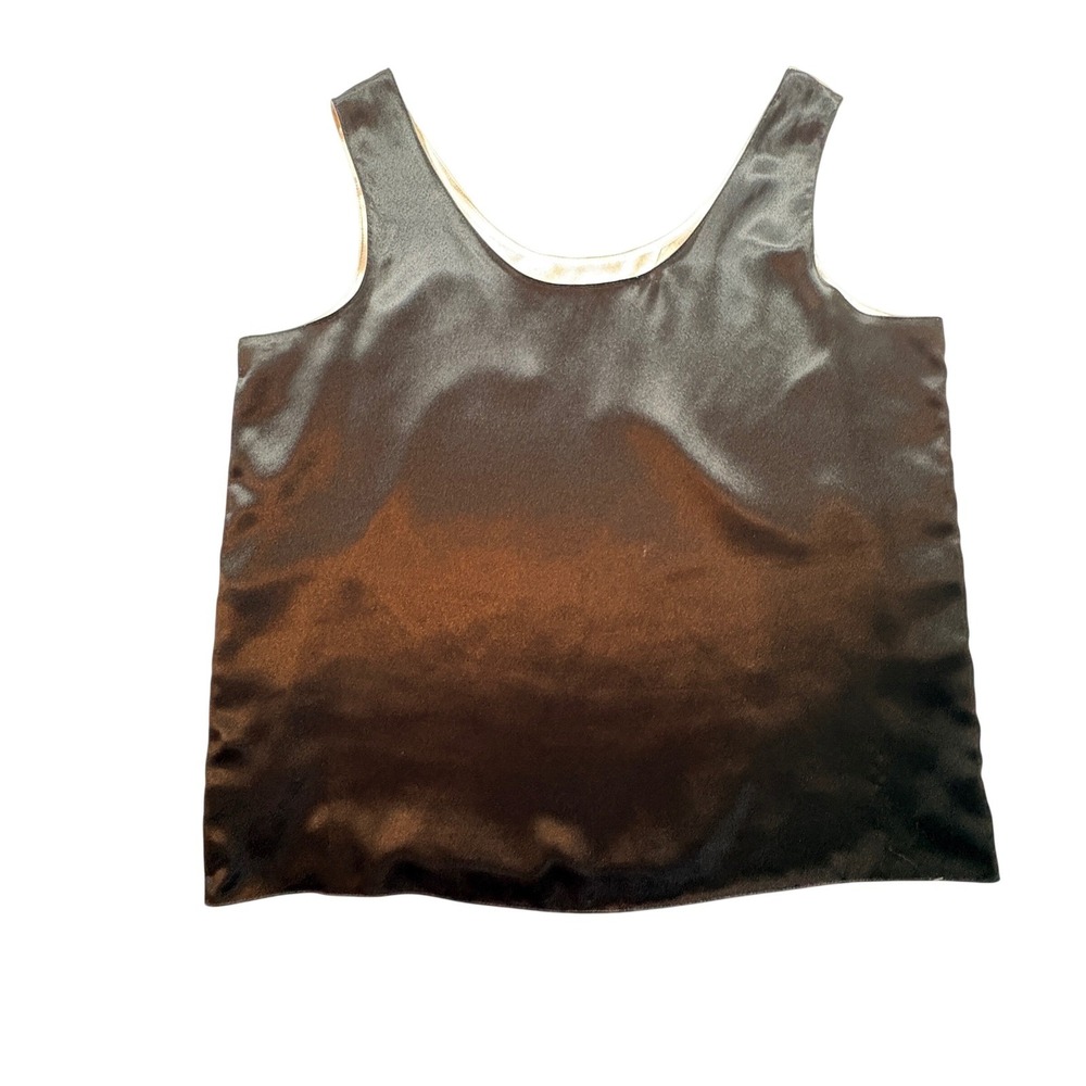 E.K. Designs Reversible Satin Tank Top Womens Large Black Gold Scoop Neck‎ Shell